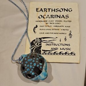 Earthsong Ocarina Flute with Blue and Black Design